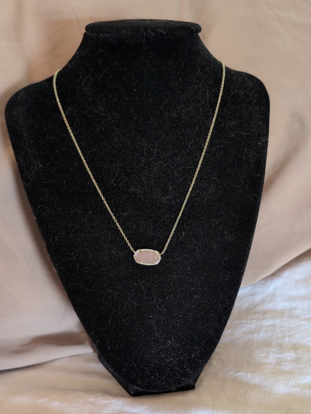 Kendra Scott Elisa Gold Necklace w/Pink Quartz Stone Pendant - Women's Jewelry